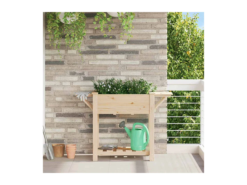 Maceta para Jardín | Jardinera | Macetero con estante Beige 111 x 37 x 76.5 cm