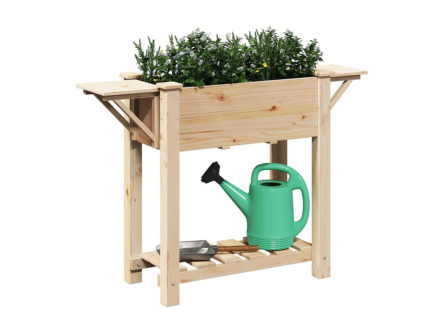 Maceta para Jardín | Jardinera | Macetero con estante Beige 111 x 37 x 76.5 cm