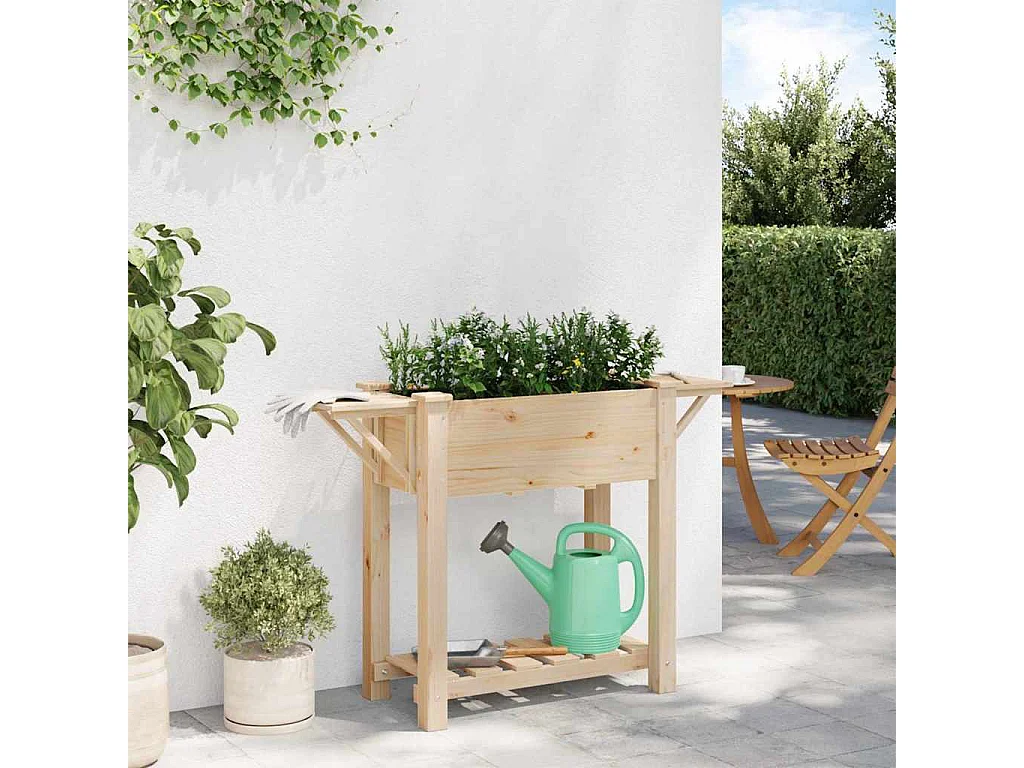 Maceta para Jardín | Jardinera | Macetero con estante Beige 111 x 37 x 76.5 cm