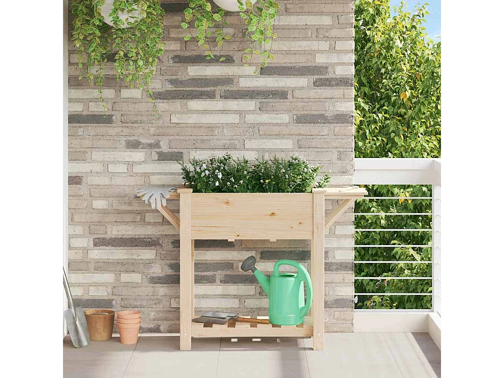 Cache-pot de jardin | Jardinière avec étagère Beige 111 x 37 x 76.5 cm