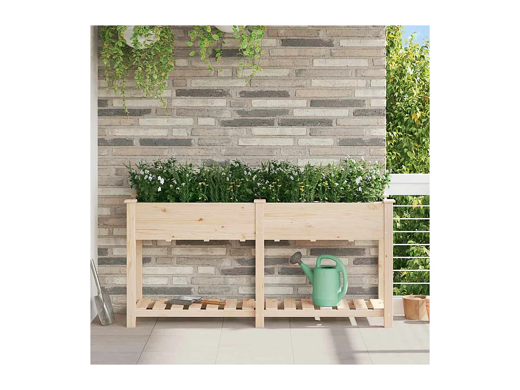 Maceta para Jardín | Jardinera | Macetero con estante Beige 161 x 43 x 76.5 cm