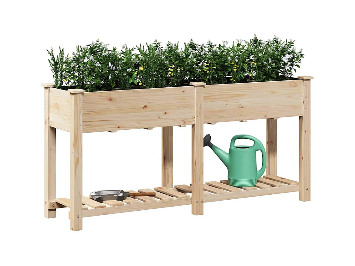 Maceta para Jardín | Jardinera | Macetero con estante Beige 161 x 43 x 76.5 cm