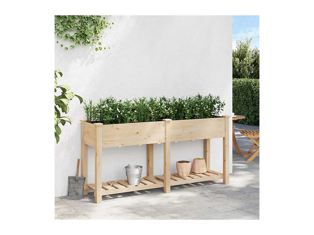 Maceta para Jardín | Jardinera | Macetero con estante Beige 161 x 43 x 76.5 cm