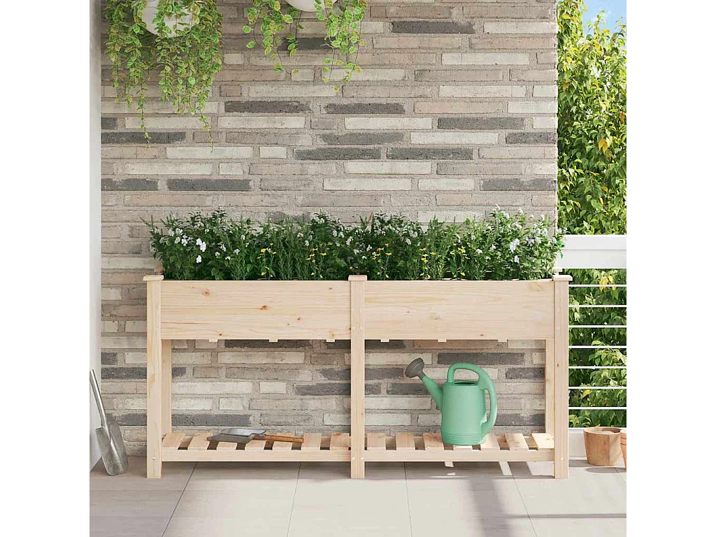 Maceta para Jardín | Jardinera | Macetero con estante Beige 161 x 43 x 76.5 cm