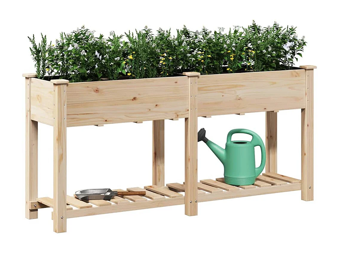 Maceta para Jardín | Jardinera | Macetero con estante Beige 161 x 43 x 76.5 cm