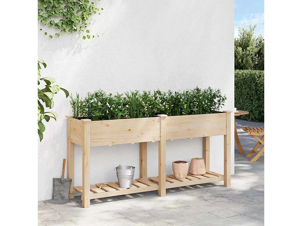 Maceta para Jardín | Jardinera | Macetero con estante Beige 161 x 43 x 76.5 cm