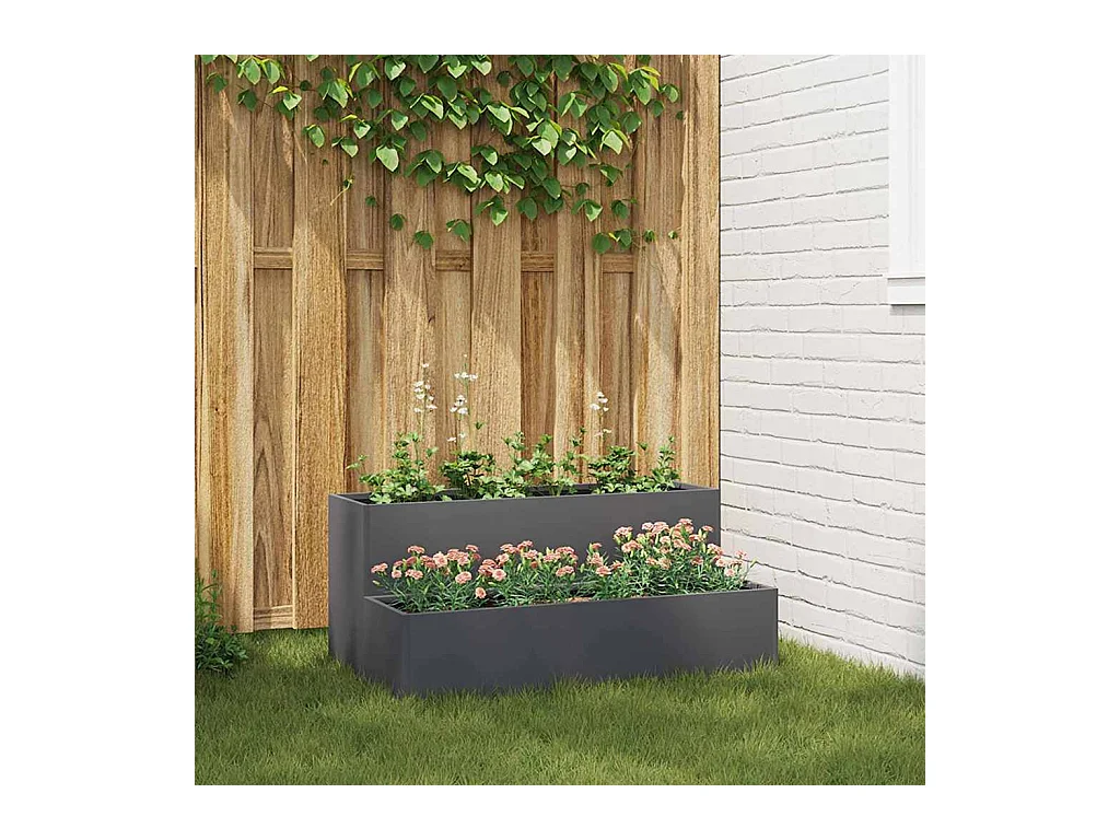 Cache-pot de jardin | Jardinière Anthracite 100 x 60 x 45 cm Acier