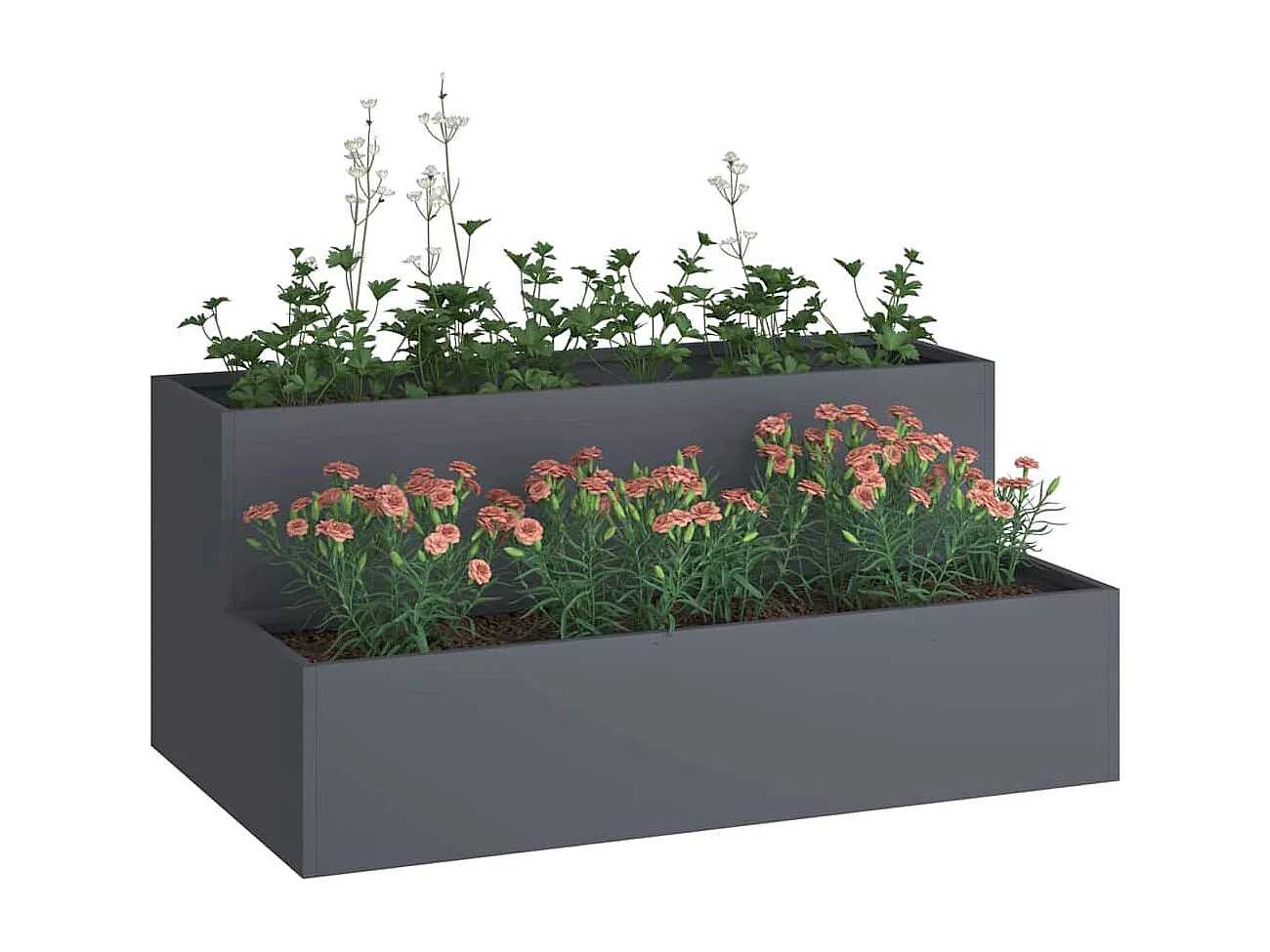 Maceta para Jardín | Jardinera | Macetero Antracita 100 x 60 x 45 cm Acero