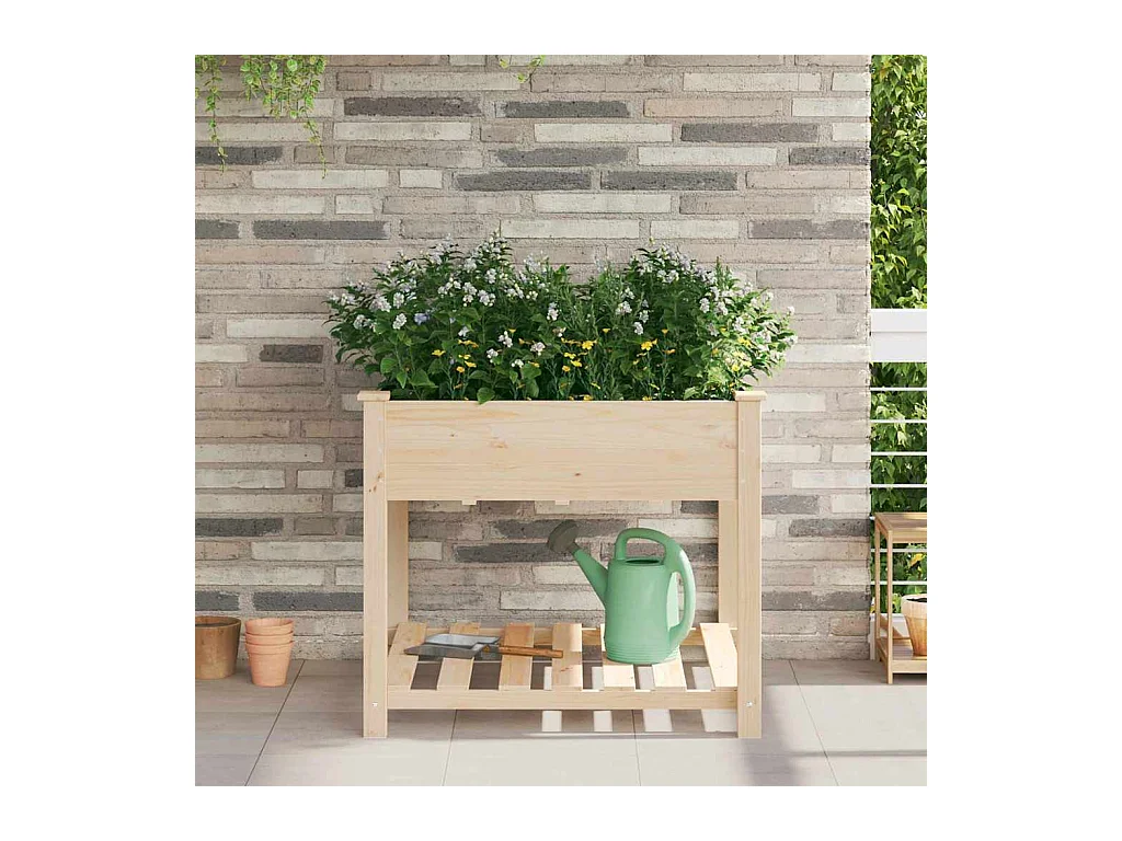 Maceta para Jardín | Jardinera | Macetero con estante Beige 90 x 90 x 76.5 cm