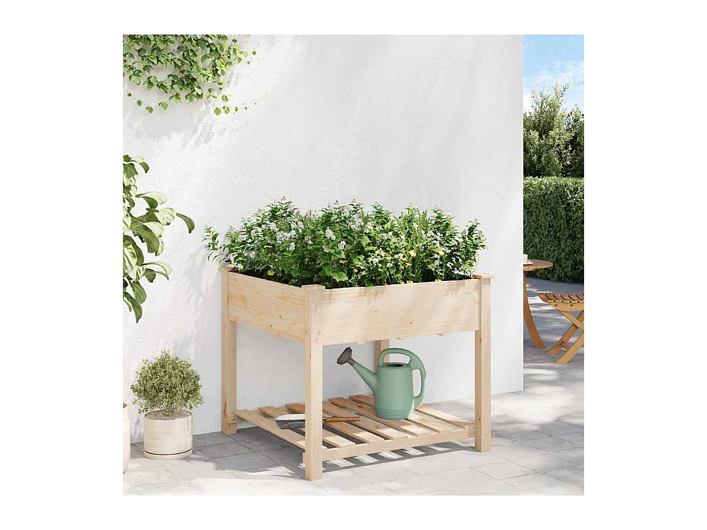 Maceta para Jardín | Jardinera | Macetero con estante Beige 90 x 90 x 76.5 cm