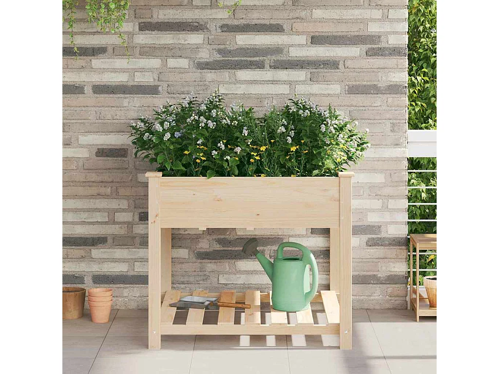 Maceta para Jardín | Jardinera | Macetero con estante Beige 90 x 90 x 76.5 cm