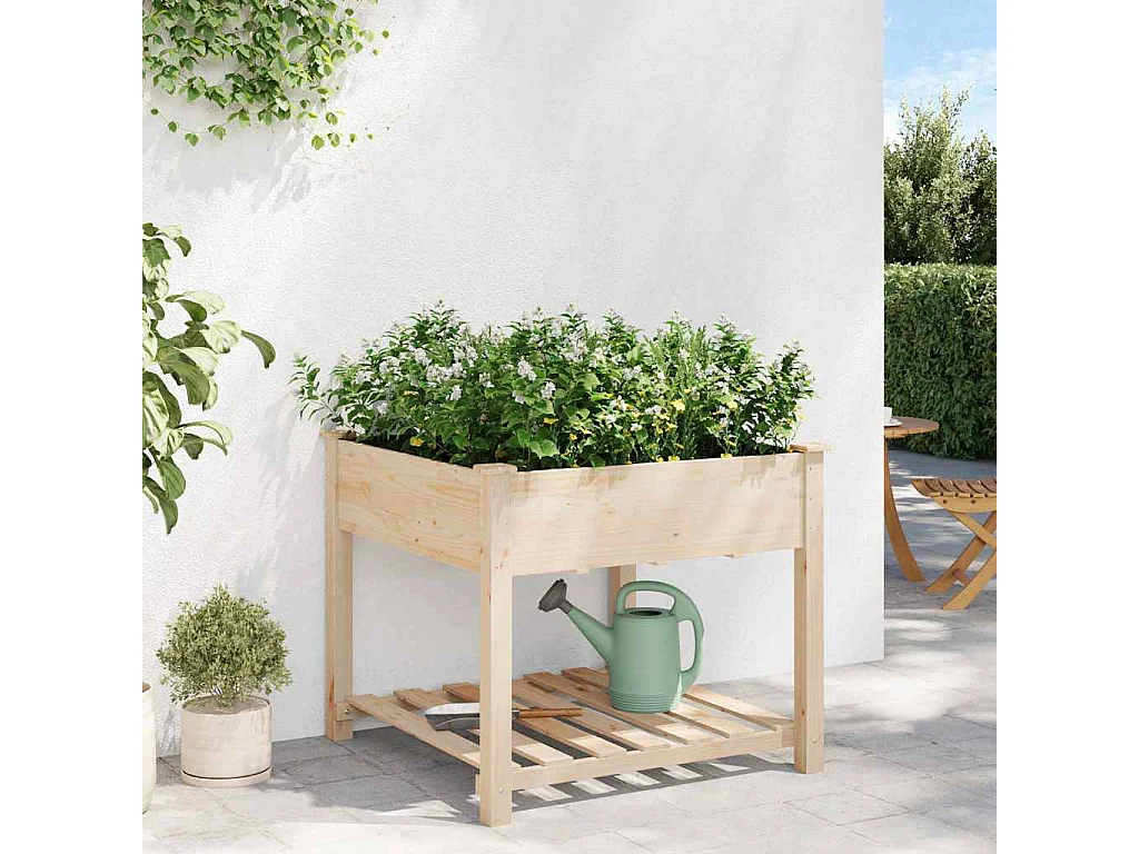 Maceta para Jardín | Jardinera | Macetero con estante Beige 90 x 90 x 76.5 cm