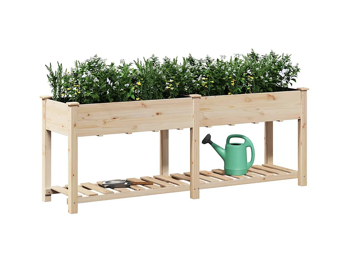 Maceta para Jardín | Jardinera | Macetero con estante Beige 203 x 53 x 76.5 cm