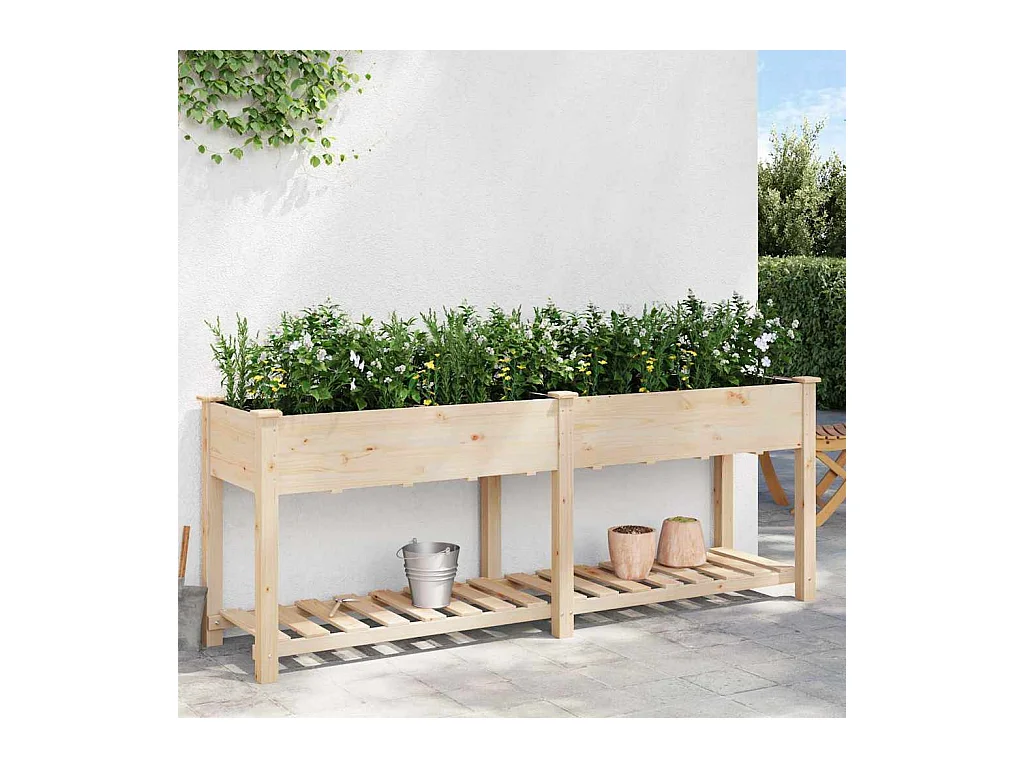 Maceta para Jardín | Jardinera | Macetero con estante Beige 203 x 53 x 76.5 cm