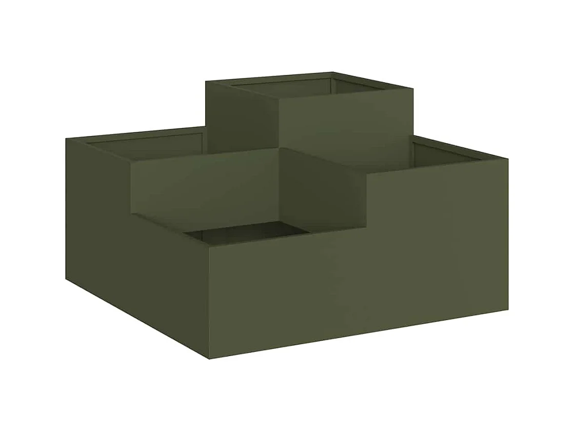 Cache-pot de jardin | Jardinière Vert olive 80 x 80 x 48 cm Acier