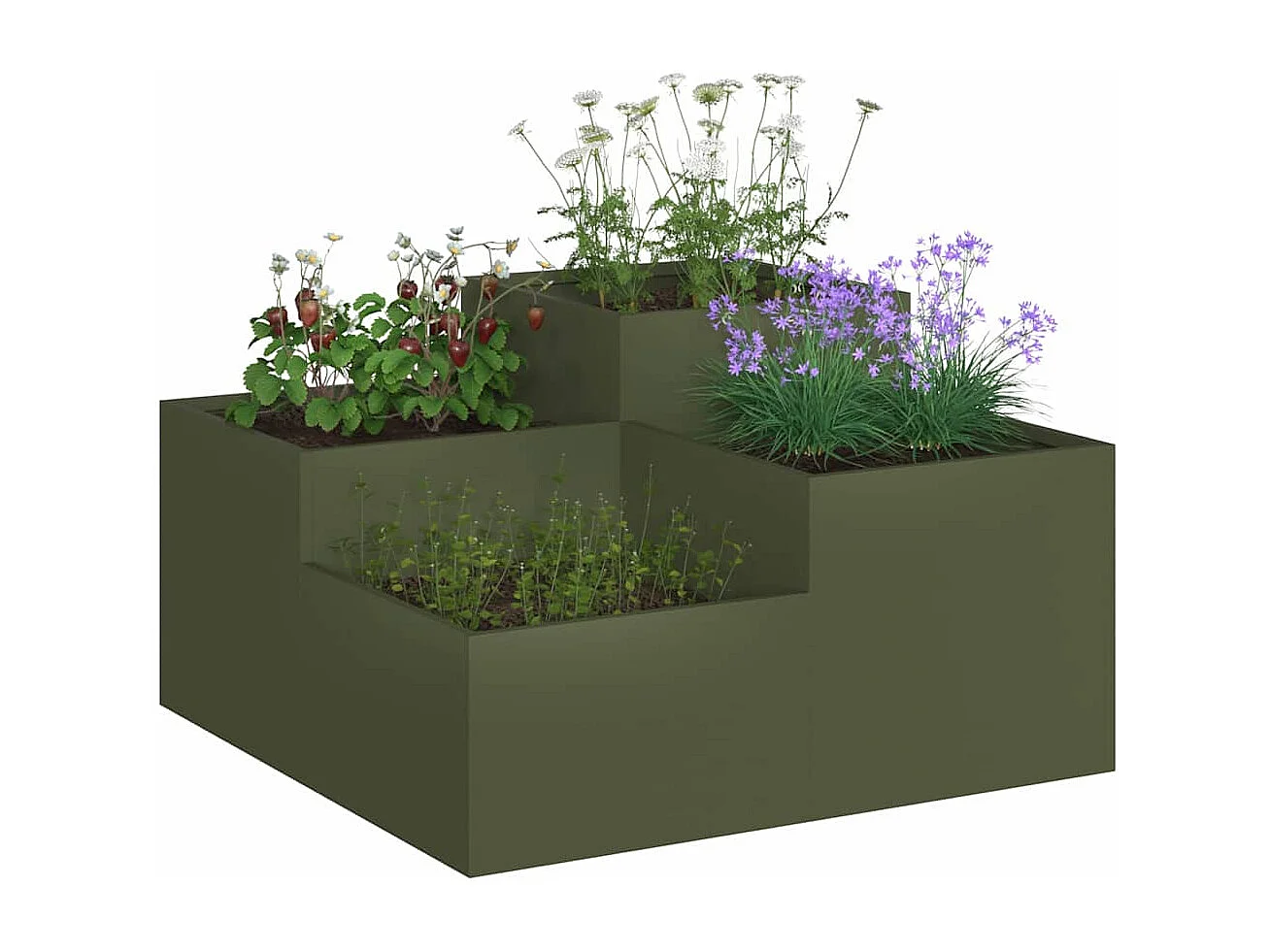 Maceta para Jardín | Jardinera | Macetero Verde oliva 80 x 80 x 48 cm Acero