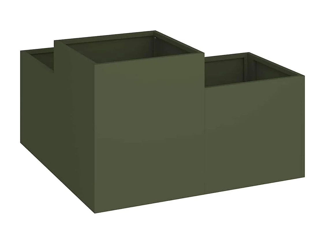 Maceta para Jardín | Jardinera | Macetero Verde oliva 80 x 80 x 48 cm Acero