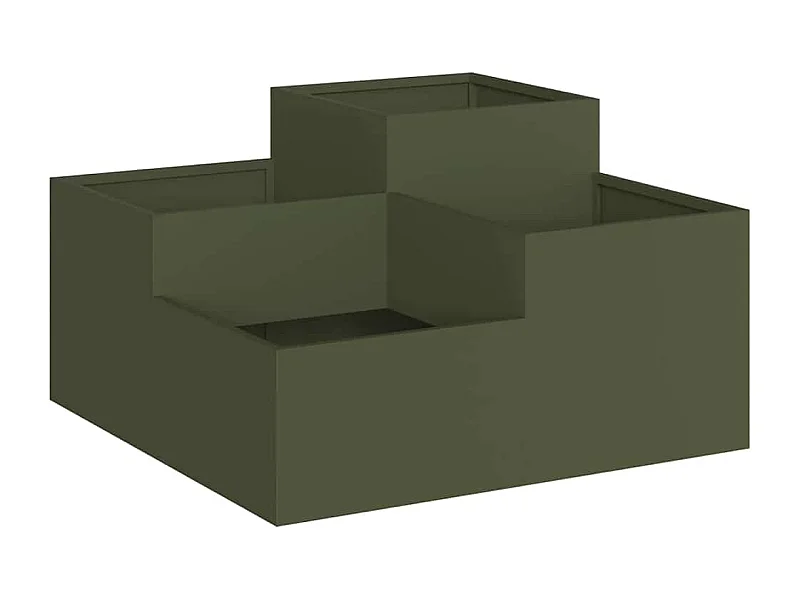 Maceta para Jardín | Jardinera | Macetero Verde oliva 80 x 80 x 48 cm Acero