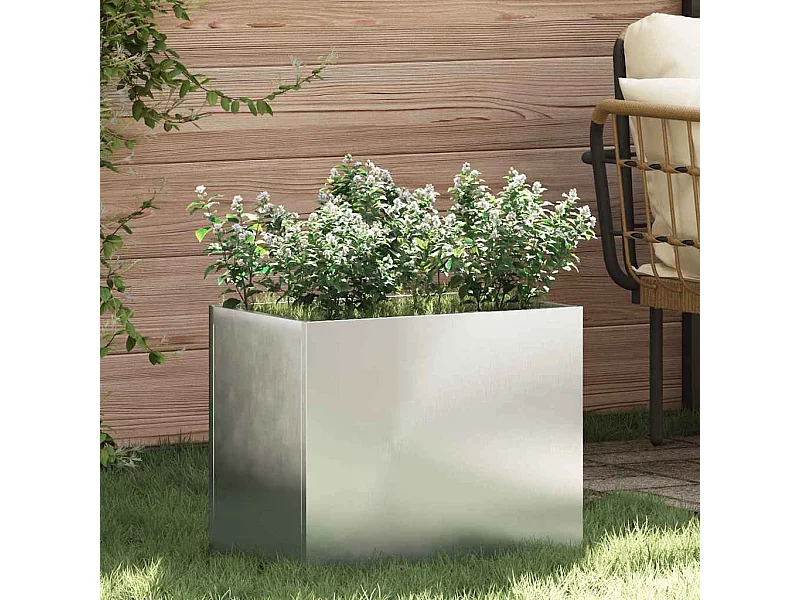 Cache-pot de jardin | Jardinière Argent 50 x 32 x 40 cm Acier galvanisé