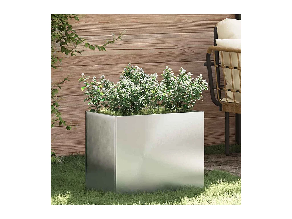 Cache-pot de jardin | Jardinière Argent 50 x 32 x 40 cm Acier galvanisé