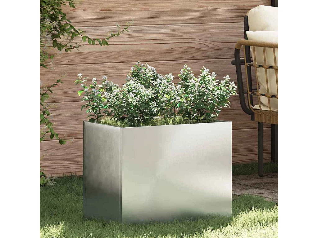 Cache-pot de jardin | Jardinière Argent 50 x 32 x 40 cm Acier galvanisé