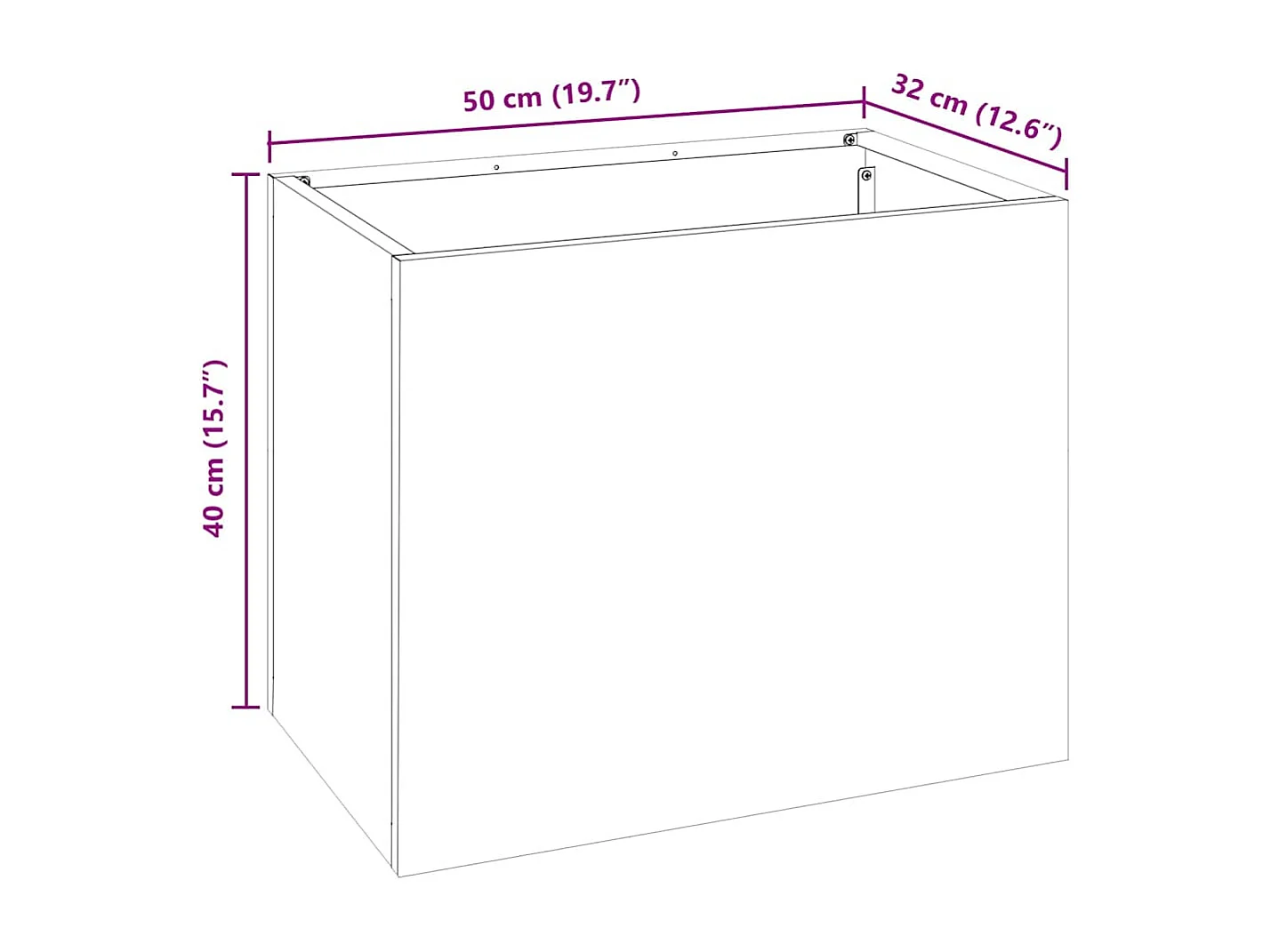 Cache-pot de jardin | Jardinière Argent 50 x 32 x 40 cm Acier galvanisé