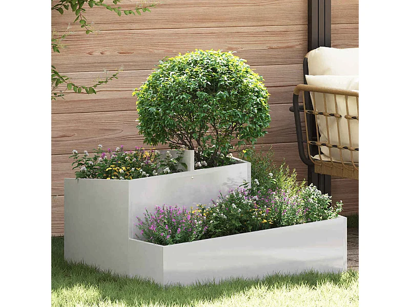 Cache-pot de jardin | Jardinière Argent 80 x 80 x 50 cm Acier inoxydable