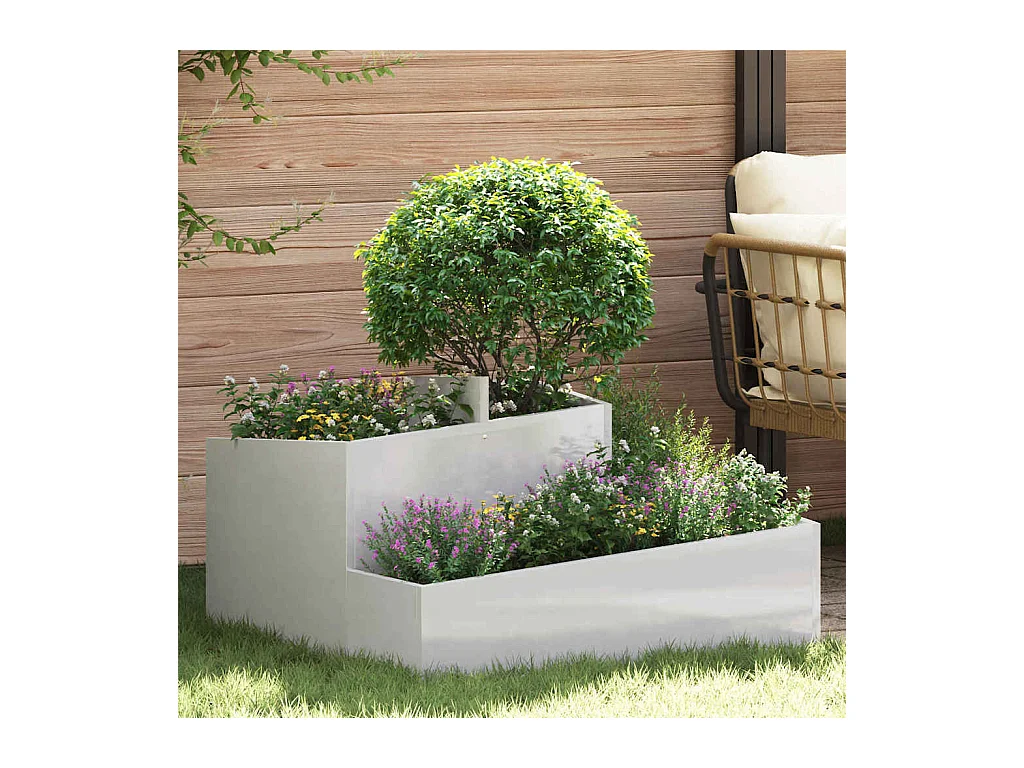 Maceta para Jardín | Jardinera | Macetero Plateado 80 x 80 x 50 cm Acero inoxidable