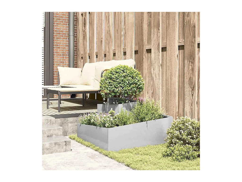 Maceta para Jardín | Jardinera | Macetero Plateado 80 x 80 x 50 cm Acero inoxidable