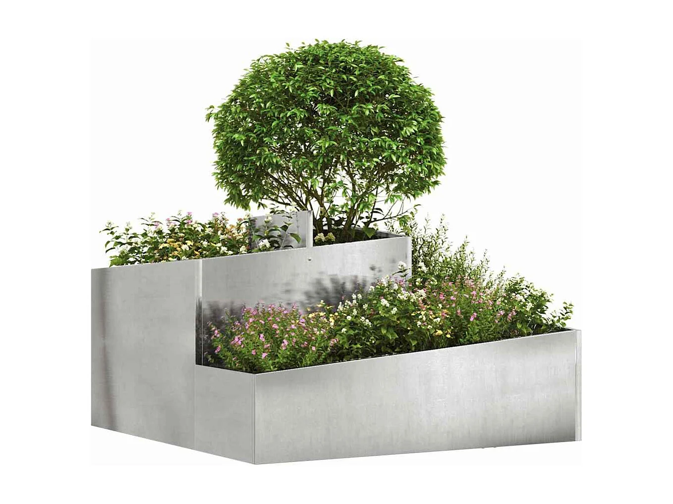 Maceta para Jardín | Jardinera | Macetero Plateado 80 x 80 x 50 cm Acero inoxidable