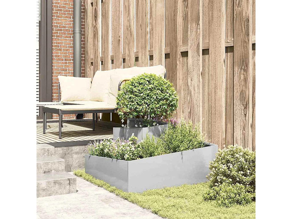 Maceta para Jardín | Jardinera | Macetero Plateado 80 x 80 x 50 cm Acero inoxidable