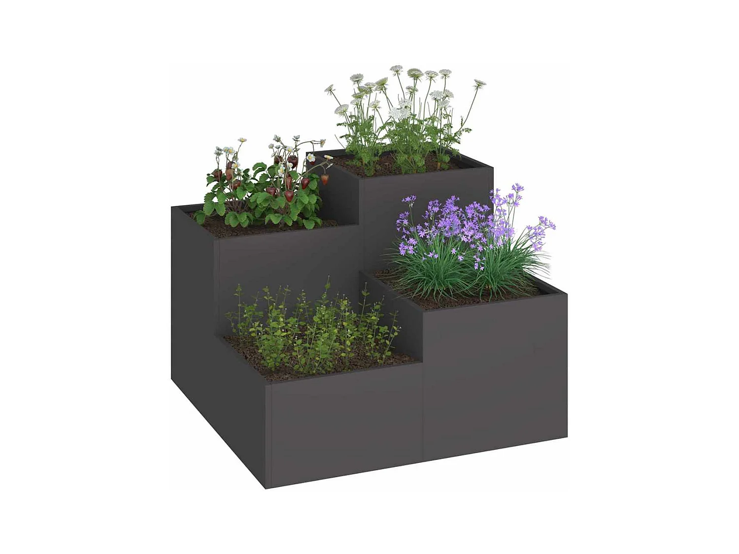 Maceta para Jardín | Jardinera | Macetero Negro 80 x 80 x 60 cm Acero