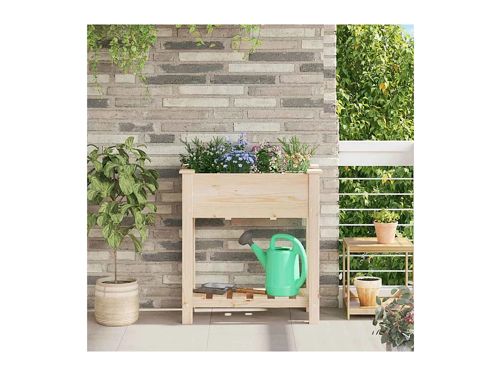 Maceta para Jardín | Jardinera | Macetero con estante Beige 71 x 37 x 76.5 cm