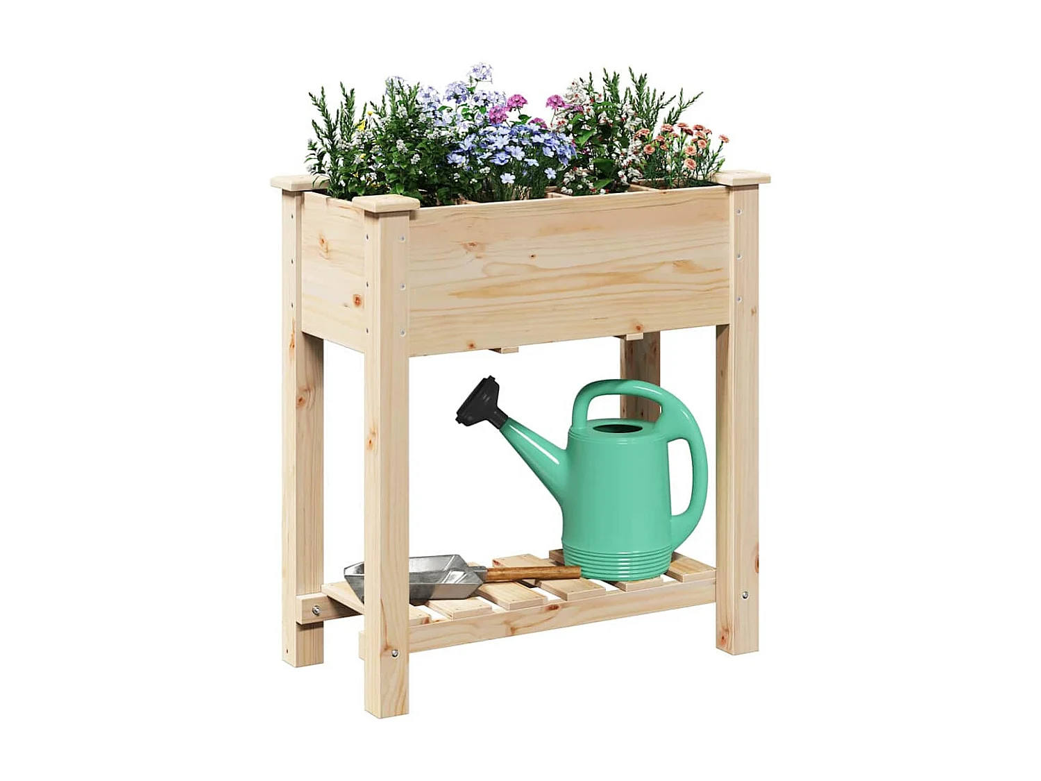 Maceta para Jardín | Jardinera | Macetero con estante Beige 71 x 37 x 76.5 cm