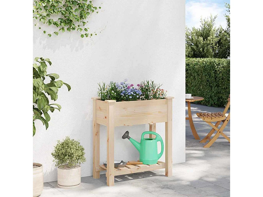 Maceta para Jardín | Jardinera | Macetero con estante Beige 71 x 37 x 76.5 cm