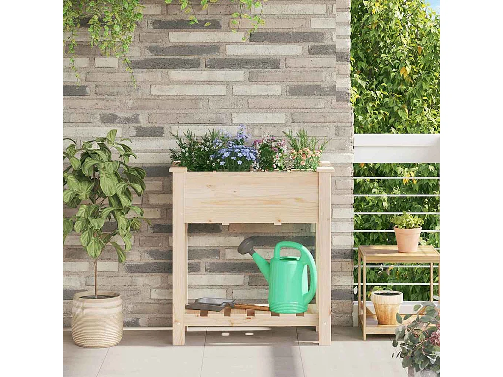 Cache-pot de jardin | Jardinière avec étagère Beige 71 x 37 x 76.5 cm
