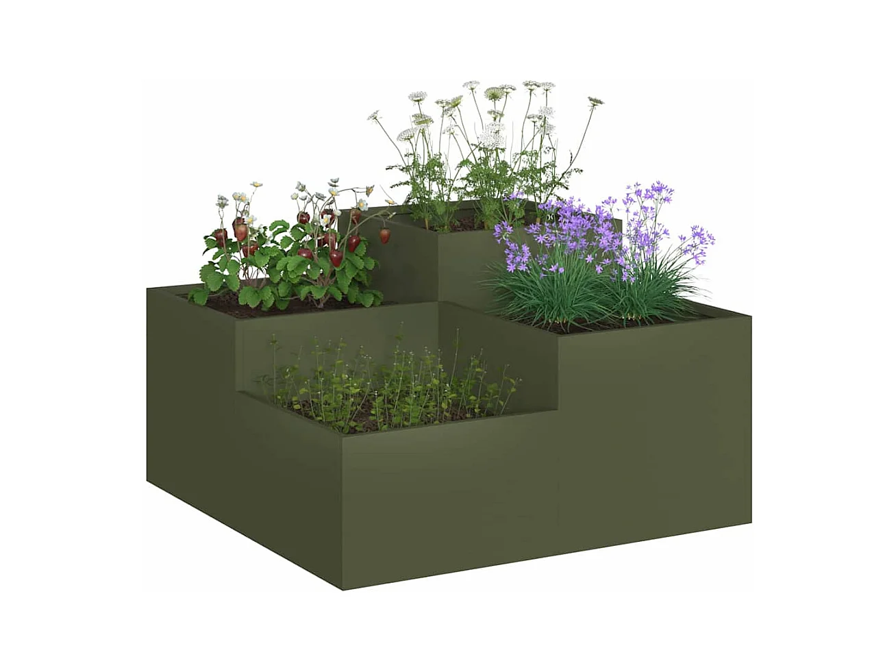 Cache-pot de jardin | Jardinière Vert olive 100 x 100 x 48 cm Acier