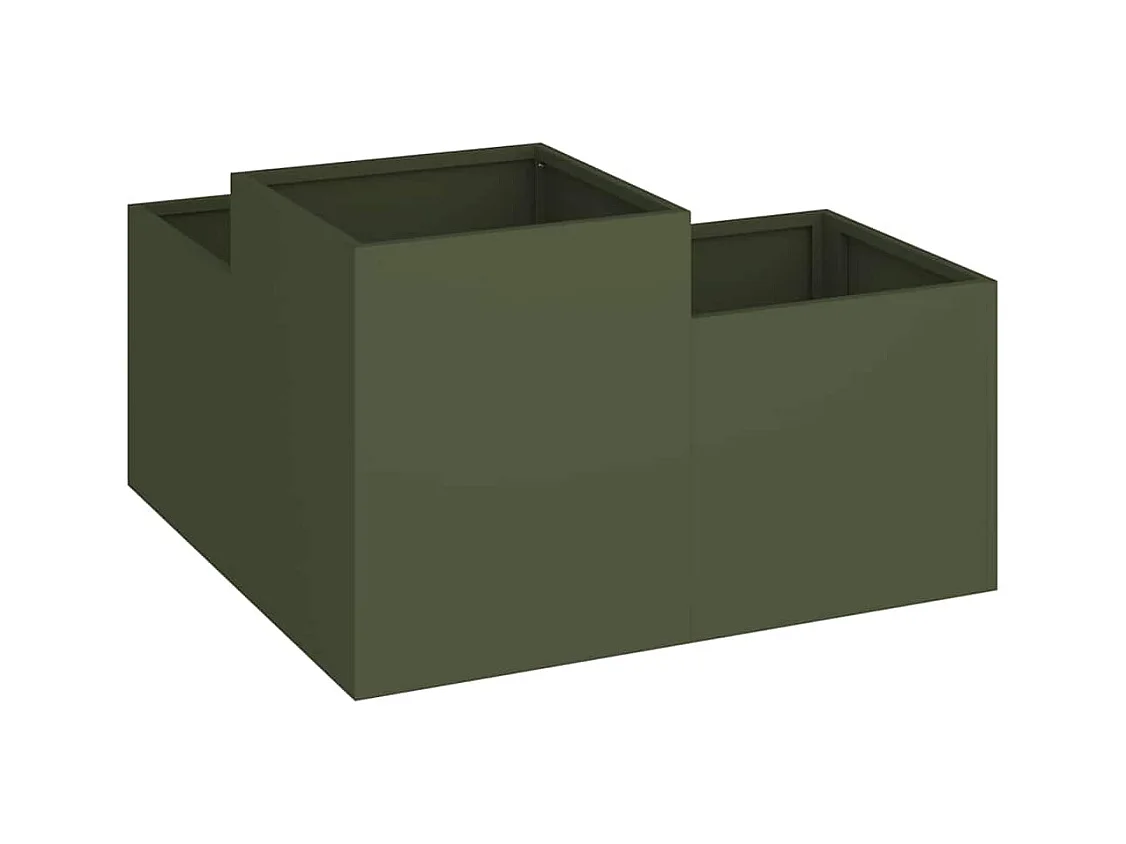 Cache-pot de jardin | Jardinière Vert olive 100 x 100 x 48 cm Acier