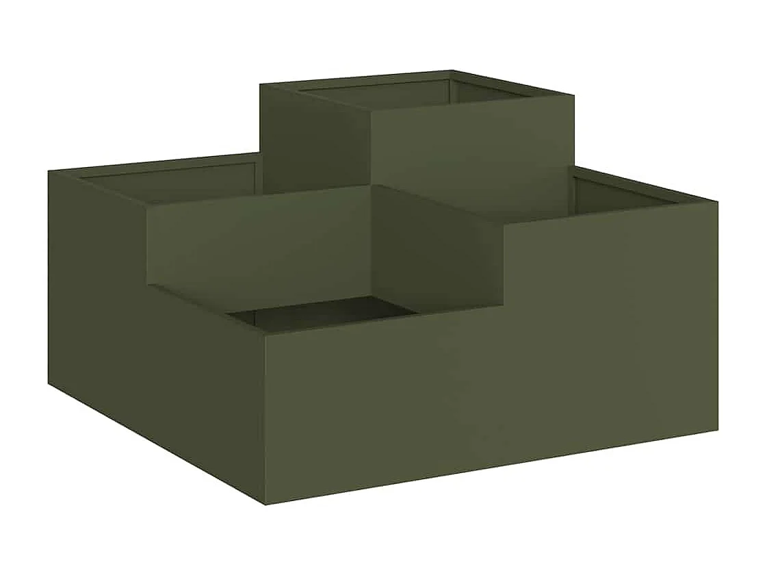 Cache-pot de jardin | Jardinière Vert olive 100 x 100 x 48 cm Acier