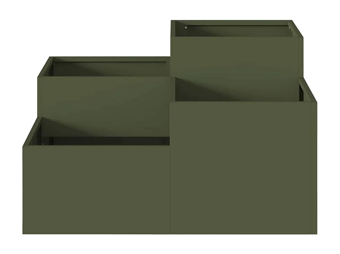 Cache-pot de jardin | Jardinière Vert olive 100 x 100 x 48 cm Acier