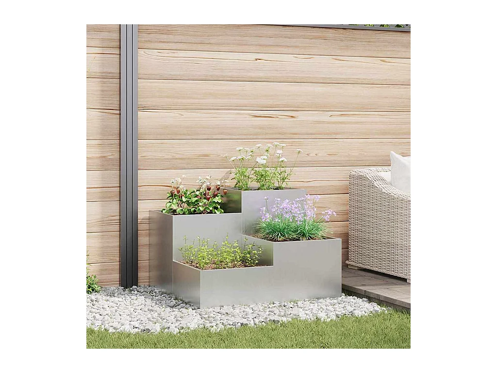 Maceta para Jardín | Jardinera | Macetero Plateado 80 x 80 x 60 cm Acero galvanizado