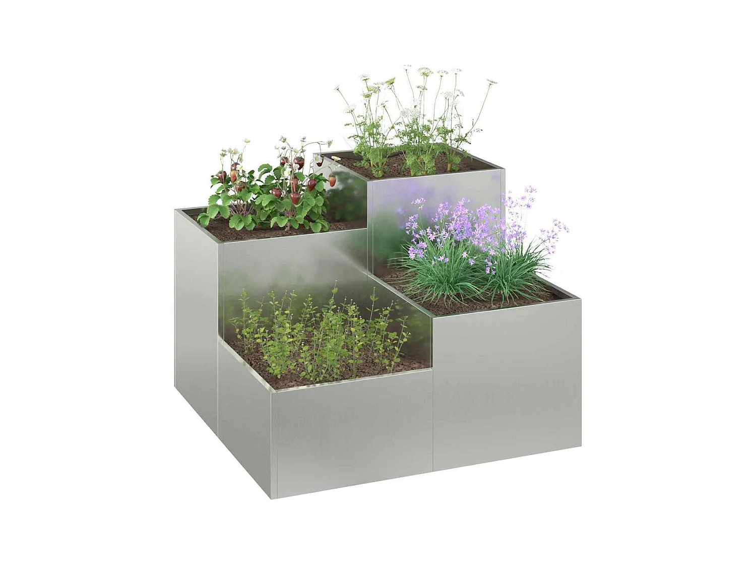 Maceta para Jardín | Jardinera | Macetero Plateado 80 x 80 x 60 cm Acero galvanizado