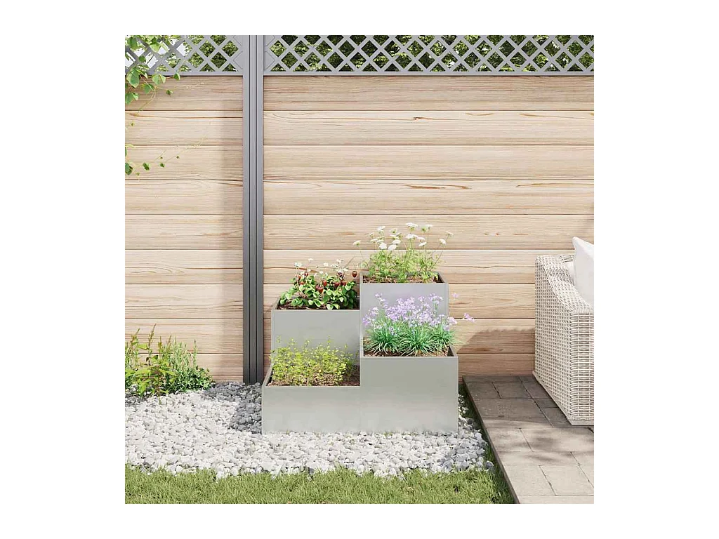 Maceta para Jardín | Jardinera | Macetero Plateado 80 x 80 x 60 cm Acero galvanizado