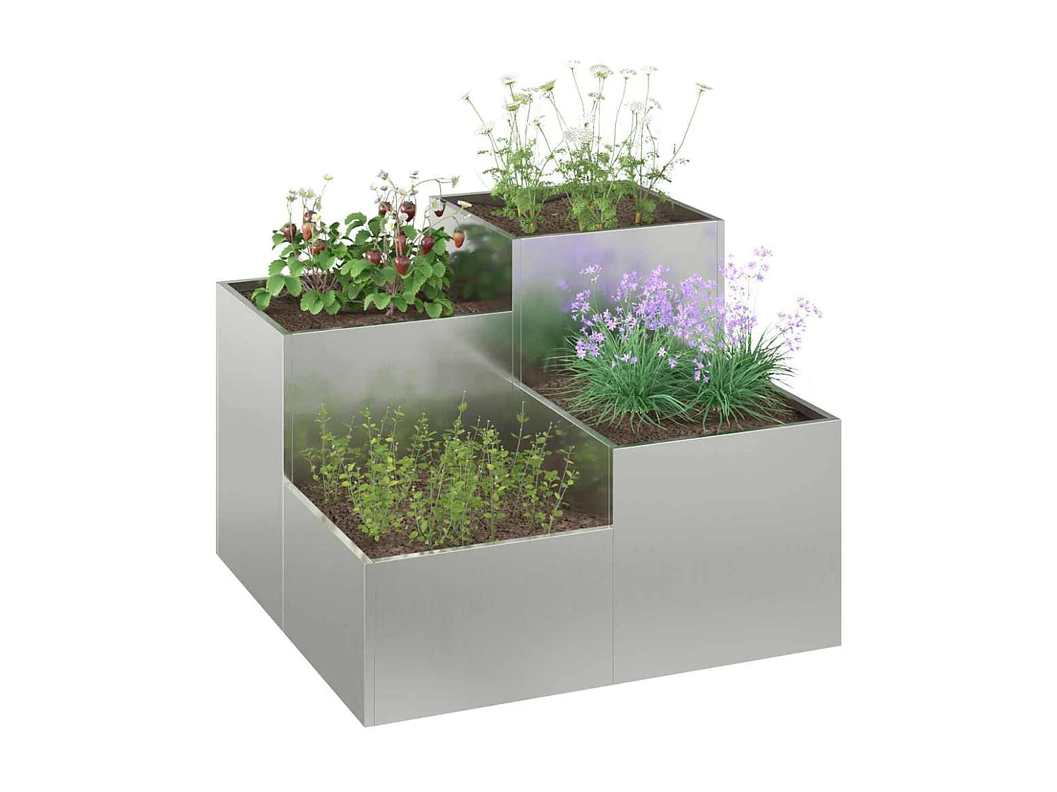 Maceta para Jardín | Jardinera | Macetero Plateado 80 x 80 x 60 cm Acero galvanizado