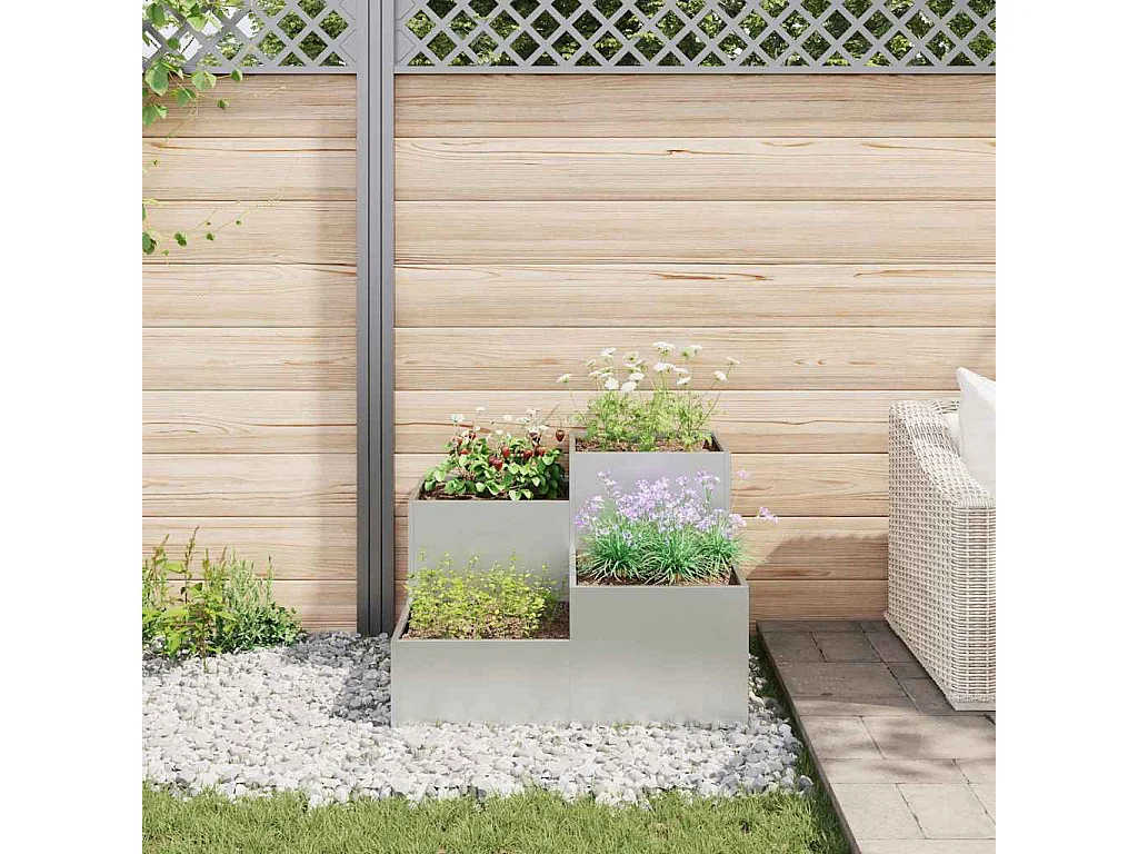 Maceta para Jardín | Jardinera | Macetero Plateado 80 x 80 x 60 cm Acero galvanizado