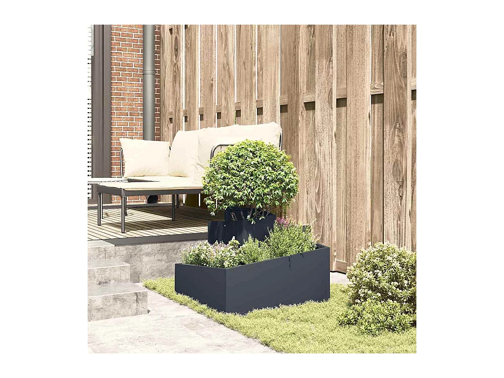 Maceta para Jardín | Jardinera | Macetero Antracita 60 x 60 x 50 cm Acero