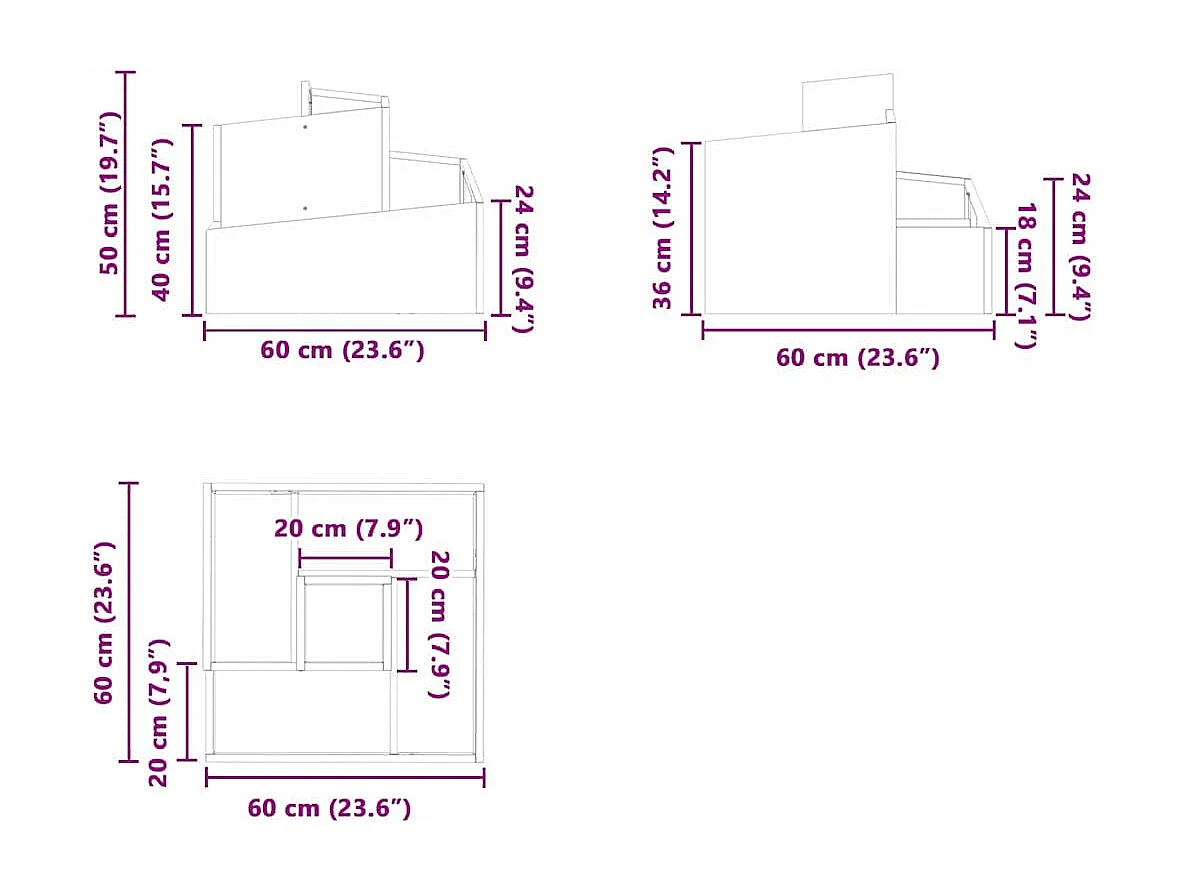 Maceta para Jardín | Jardinera | Macetero Antracita 60 x 60 x 50 cm Acero