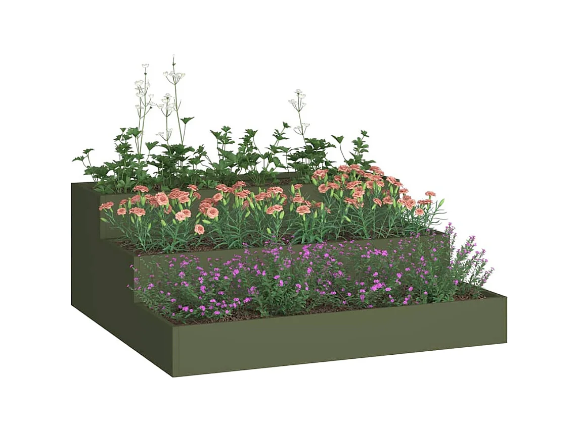 Maceta para Jardín | Jardinera | Macetero Verde oliva 90 x 90 x 35 cm Acero