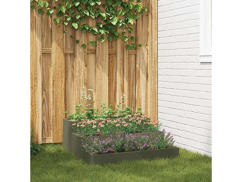 Cache-pot de jardin | Jardinière Vert olive 90 x 90 x 35 cm Acier