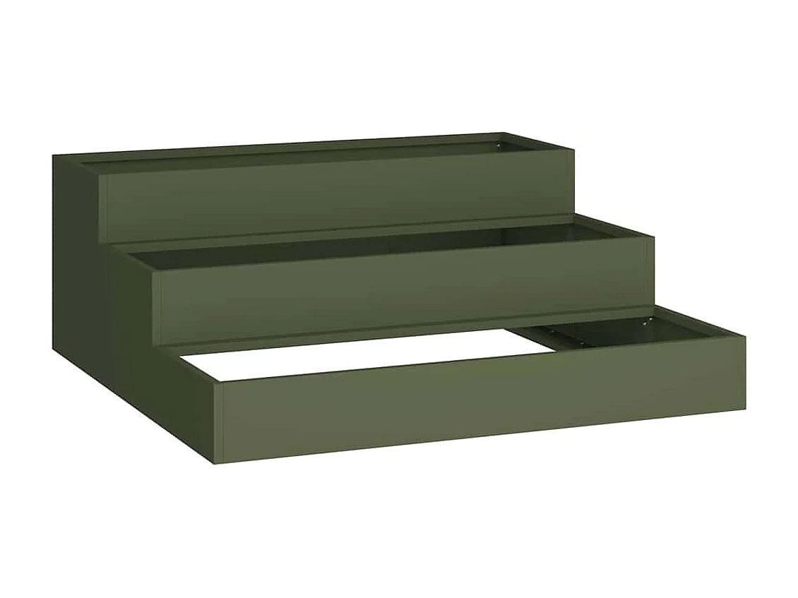 Cache-pot de jardin | Jardinière Vert olive 90 x 90 x 35 cm Acier